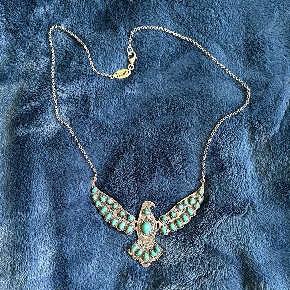 Spell Silver and Turquoise Bird Necklace - Picture 2 of 9